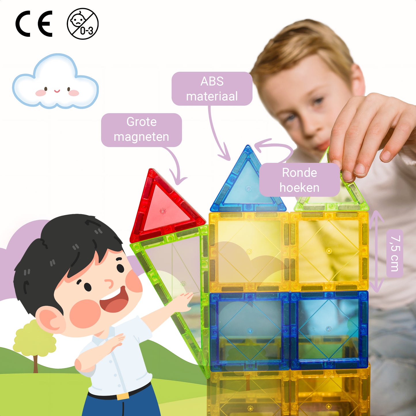 Gladi Tiles Pastel: Educatief Magnetisch Speelgoed