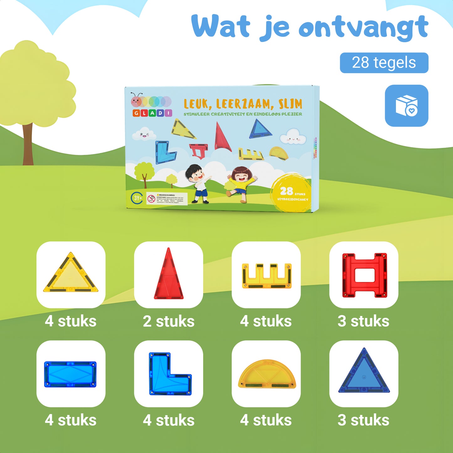 Gladi Tiles | Uitbreidingsset 28-Delige Speciale Tegels