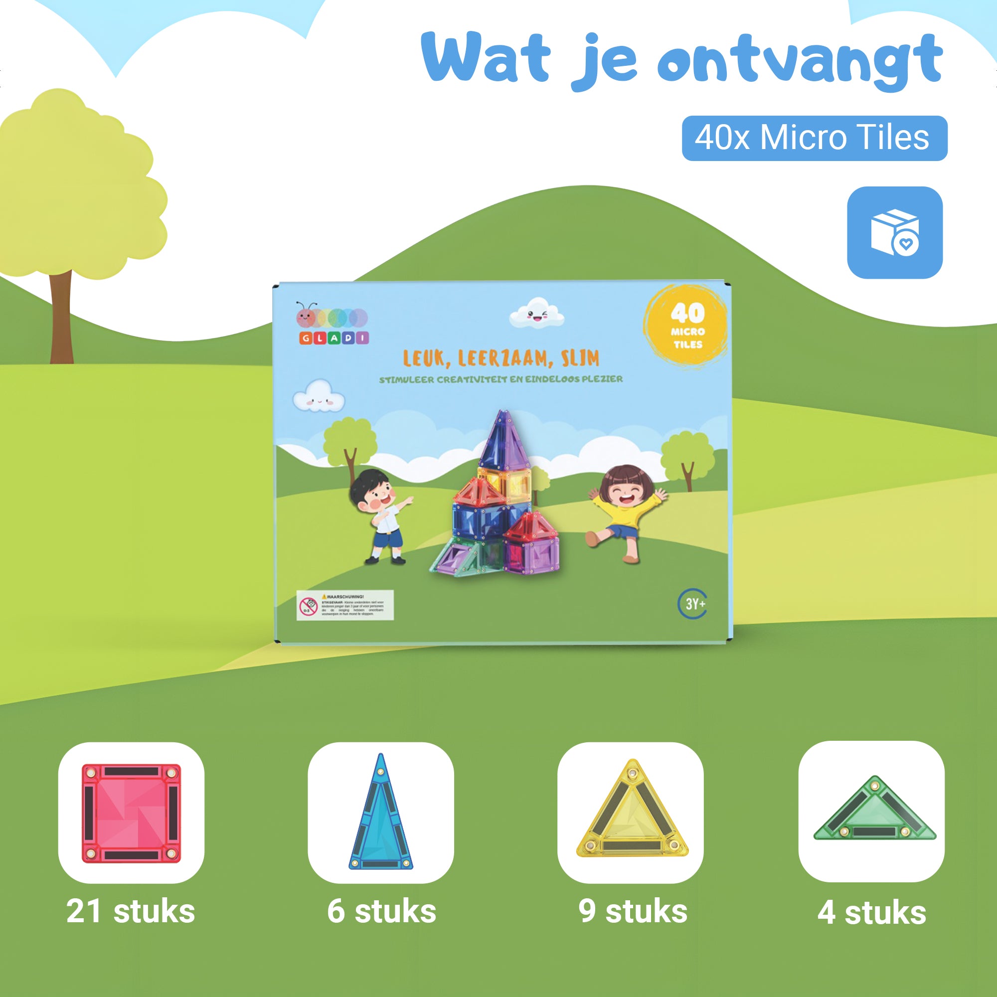 Gladi Tiles | 40-Delige Micro Tegels