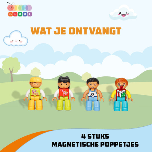 Gladi Uitbreidingsset: 4 Magnetische Poppetjes