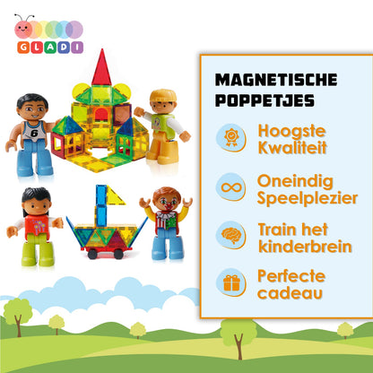 Gladi Uitbreidingsset: 4 Magnetische Poppetjes