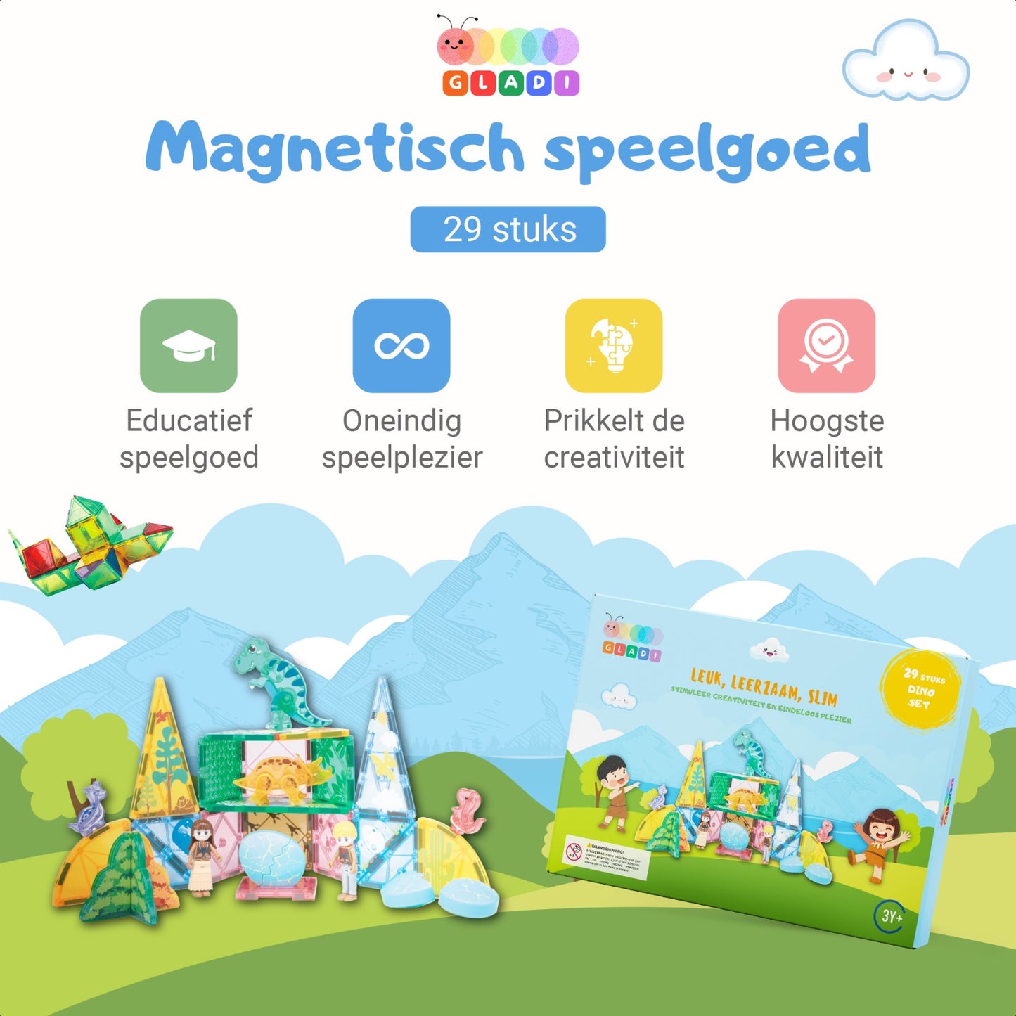 Gladi Tiles | 29-Delige Dino Set