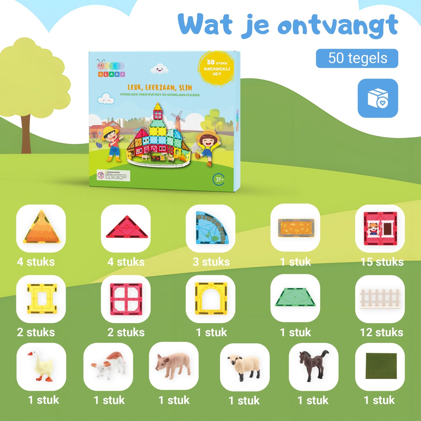 Gladi Tiles | 50-delige Boerderij Set