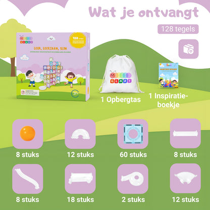 Gladi Tiles | Magnetische Knikkerbaan Pastel